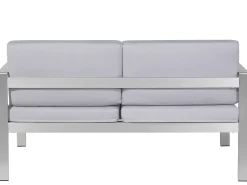 Havebænk med hynde SALERNO 142 cm Metal Lysegrå