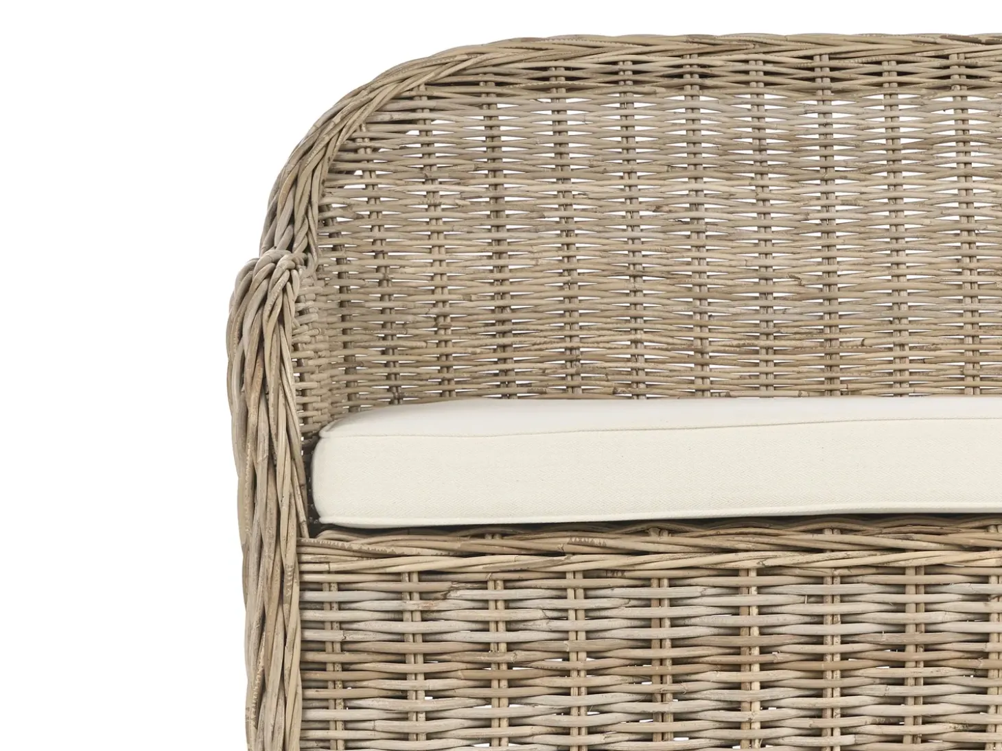 Havebænk med hynde SUSUA 150 cm med fodskammel Rattan Naturlig
