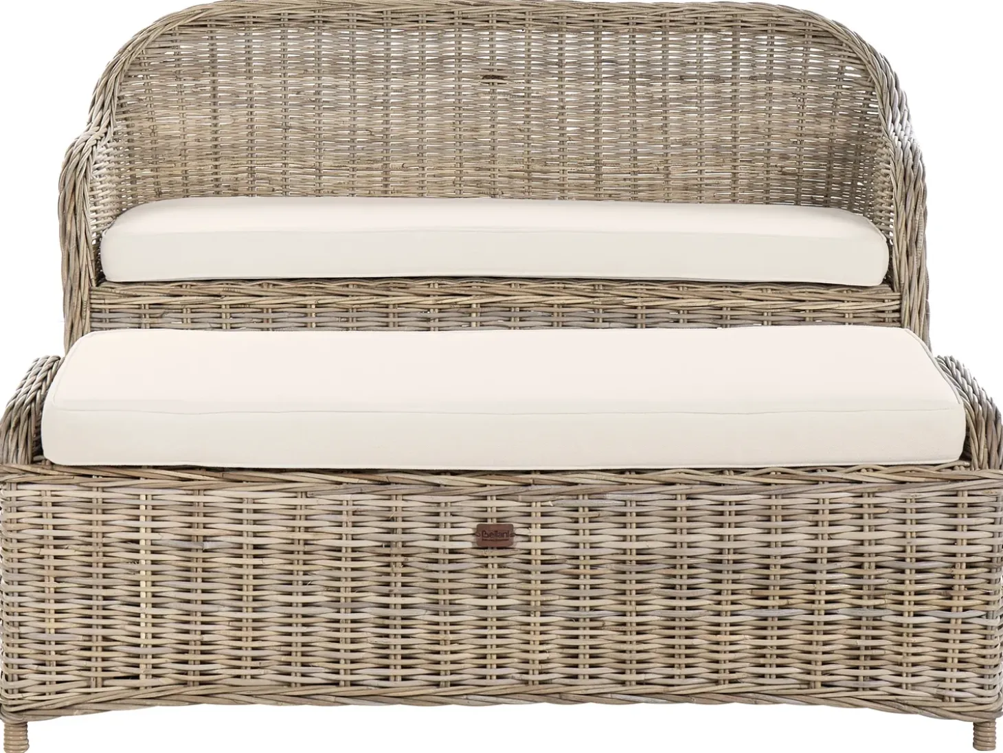 Havebænk med hynde SUSUA 150 cm med fodskammel Rattan Naturlig