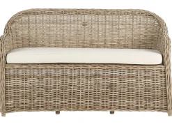 Havebænk med hynde SUSUA 150 cm med fodskammel Rattan Naturlig