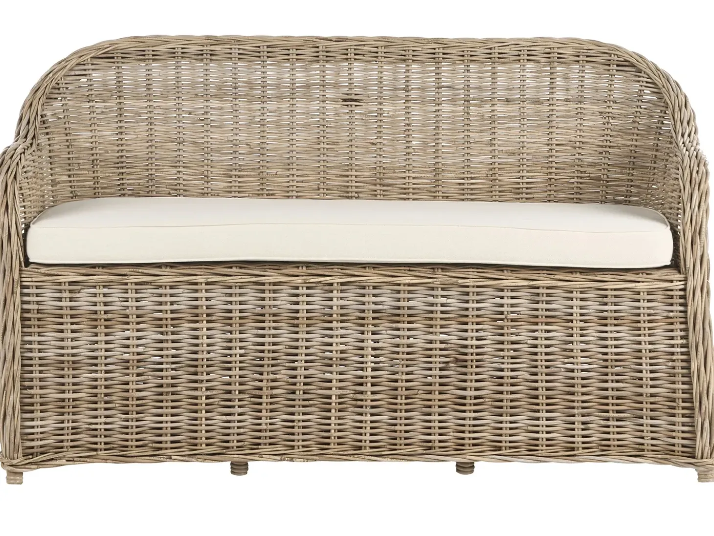 Havebænk med hynde SUSUA 150 cm med fodskammel Rattan Naturlig