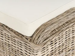 Havebænk med hynde SUSUA 150 cm med fodskammel Rattan Naturlig