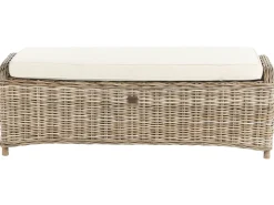 Havebænk med hynde SUSUA 150 cm med fodskammel Rattan Naturlig
