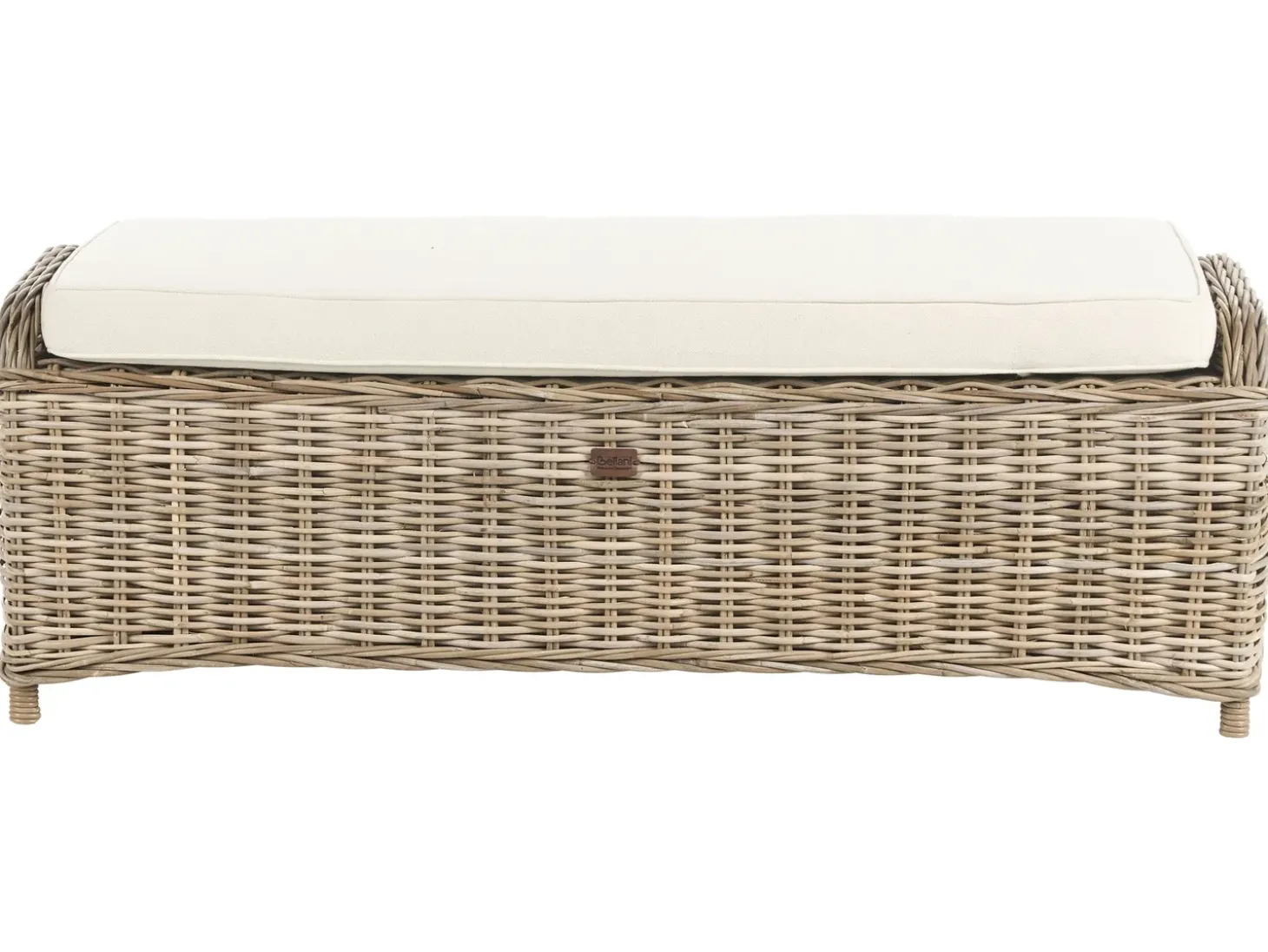 Havebænk med hynde SUSUA 150 cm med fodskammel Rattan Naturlig