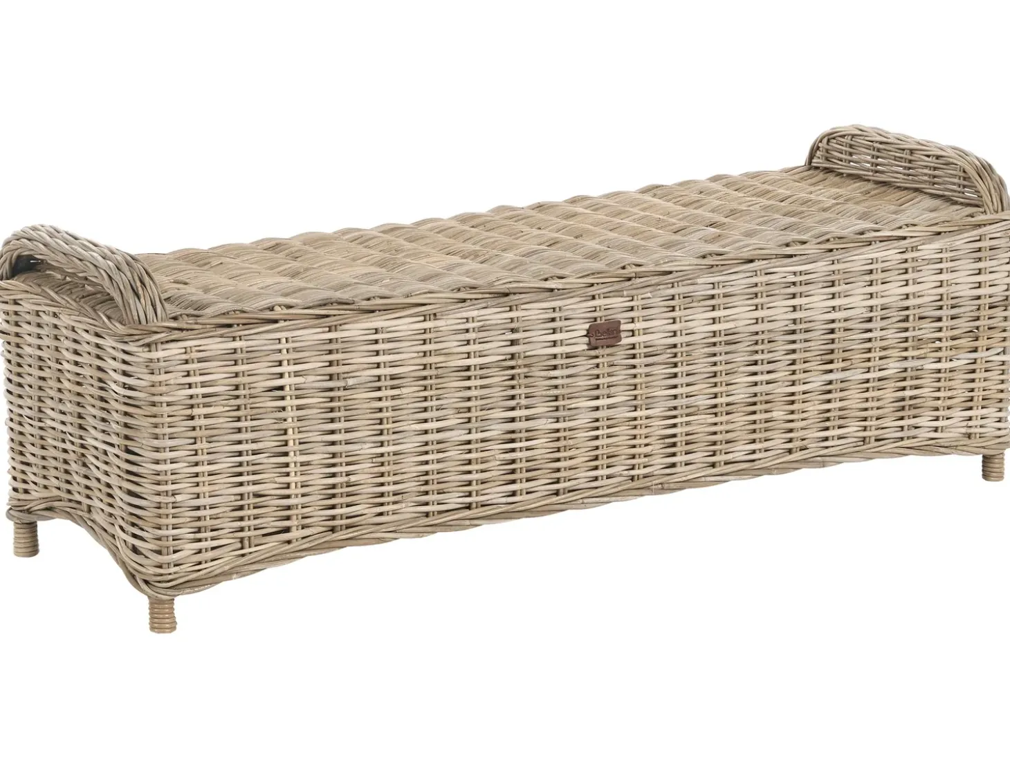 Havebænk med hynde SUSUA 150 cm med fodskammel Rattan Naturlig