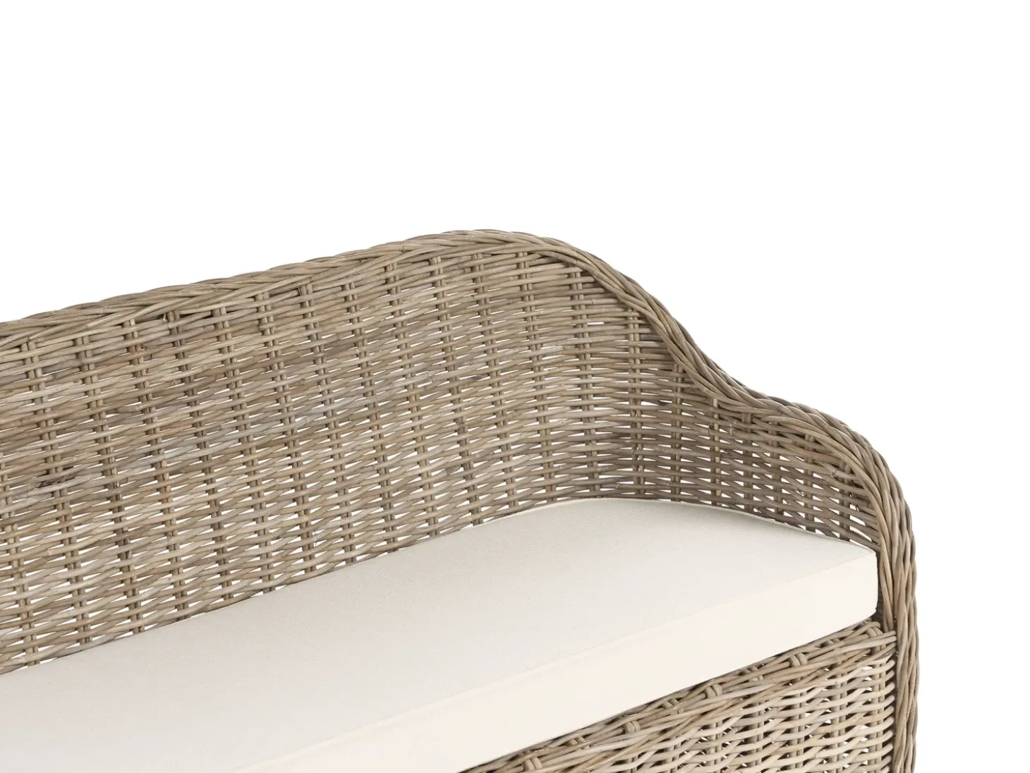 Havebænk med hynde SUSUA 150 cm med fodskammel Rattan Naturlig