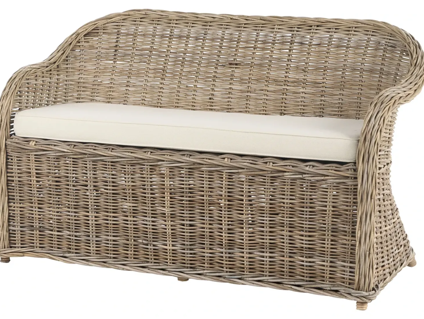 Havebænk med hynde SUSUA 141 cm med fodskammel Rattan Naturlig