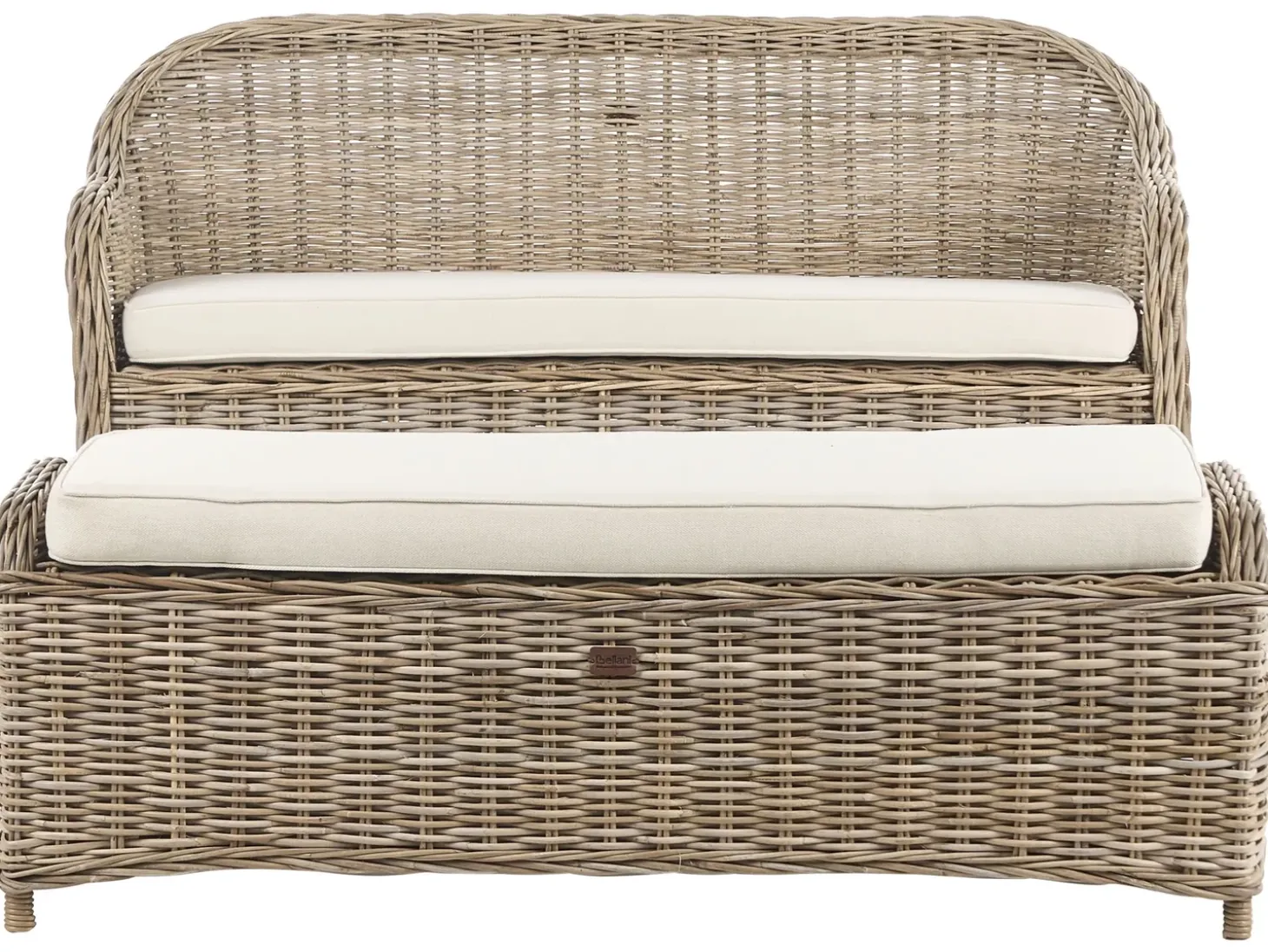Havebænk med hynde SUSUA 141 cm med fodskammel Rattan Naturlig