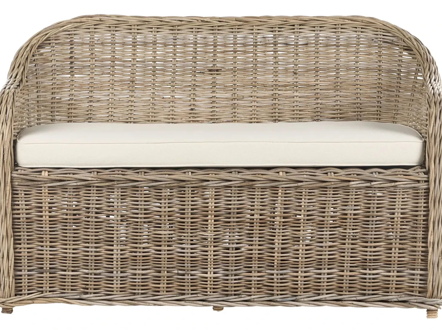 Havebænk med hynde SUSUA 141 cm med fodskammel Rattan Naturlig