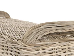 Havebænk med hynde SUSUA 141 cm med fodskammel Rattan Naturlig