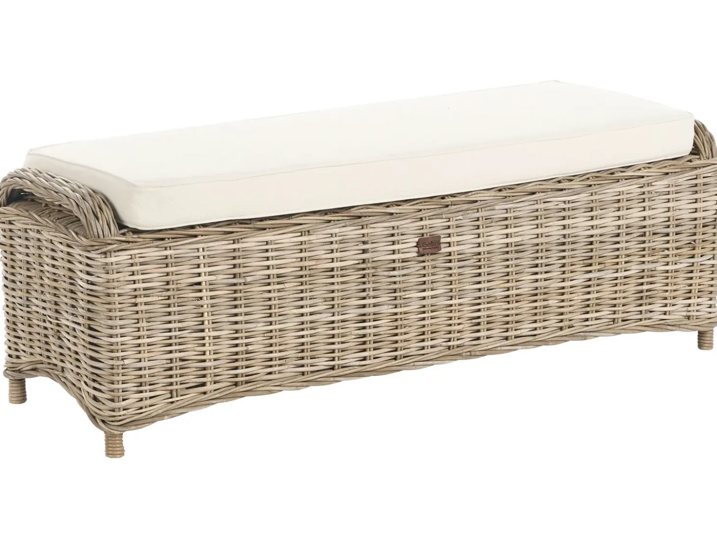 Havebænk med hynde SUSUA 141 cm med fodskammel Rattan Naturlig