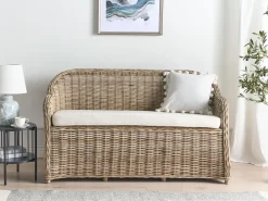 Havebænk med hynde SUSUA 150 cm Rattan Naturlig