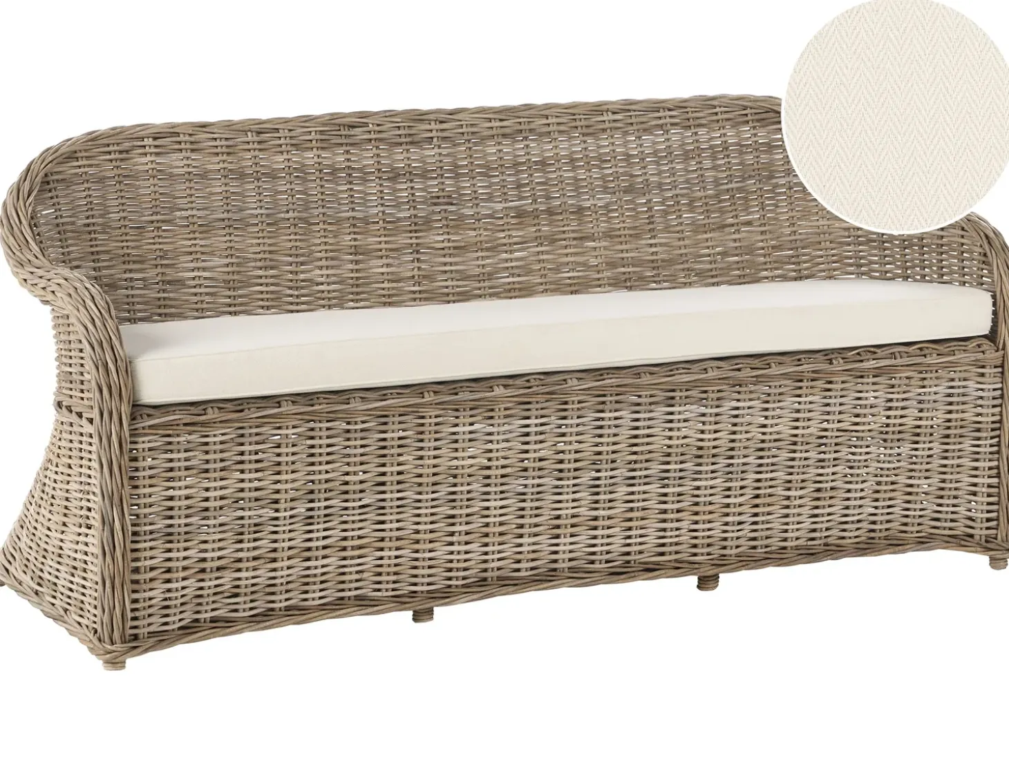 Havebænk med hynde SUSUA 189 cm Rattan Naturlig