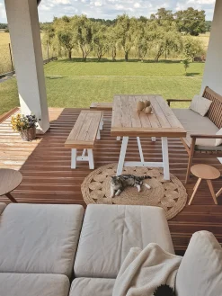 Havebænk med hynde VIVARA 160 cm Certificeret akacietræ Beige