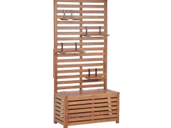 Havebænk med væg-/hyldepanel MATINO Akacietræ 170 cm 80 cm Brun
