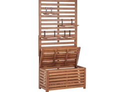 Havebænk med væg-/hyldepanel MATINO Akacietræ 170 cm 80 cm Brun