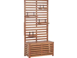 Havebænk med væg-/hyldepanel MATINO Akacietræ 170 cm 80 cm Brun