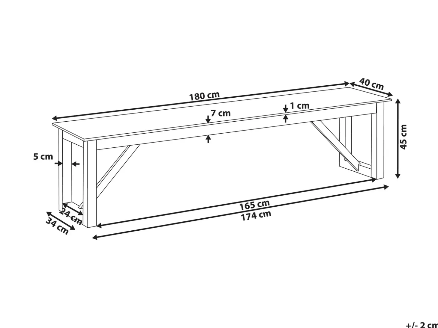Havebænk NOTTERI 180 cm Beton Grå