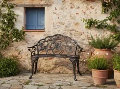 Havebænk PIURA 88 cm Metal Mørkebrun