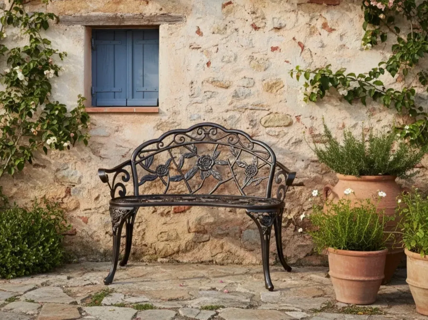 Havebænk PIURA 88 cm Metal Mørkebrun