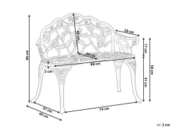 Havebænk PIURA 88 cm Metal Mørkebrun