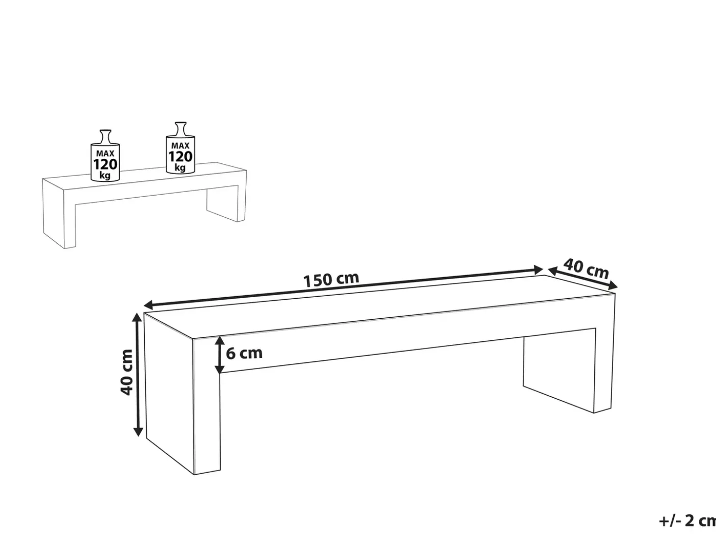 Havebænk TARANTO 150 cm Beton Hvid