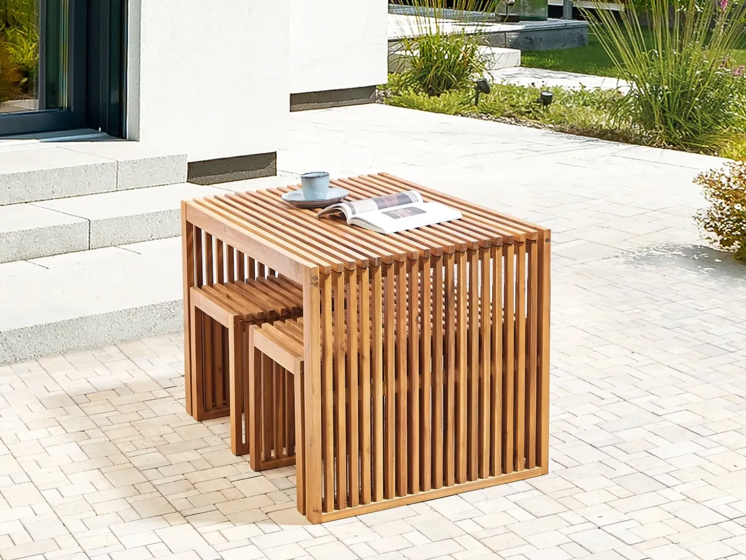 Havebord BELLANO 70 cm 120 cm Akacietræ Brun