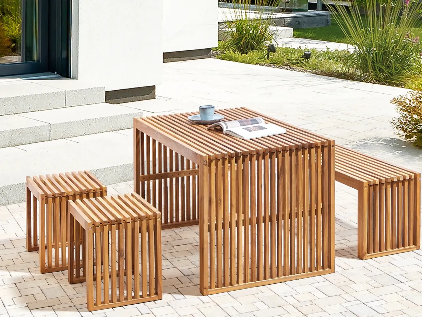 Havebord BELLANO 70 cm 120 cm Akacietræ Brun