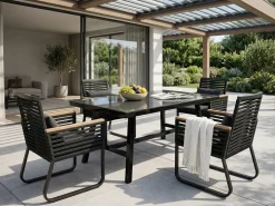 Havebord CANETTO 150 cm 90 cm Glas Sort