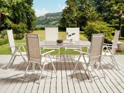 Havebord CATANIA 160 cm 91 cm Glas Beige