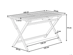 Havebord CENTO 140 cm 75 cm Akacietræ Brun