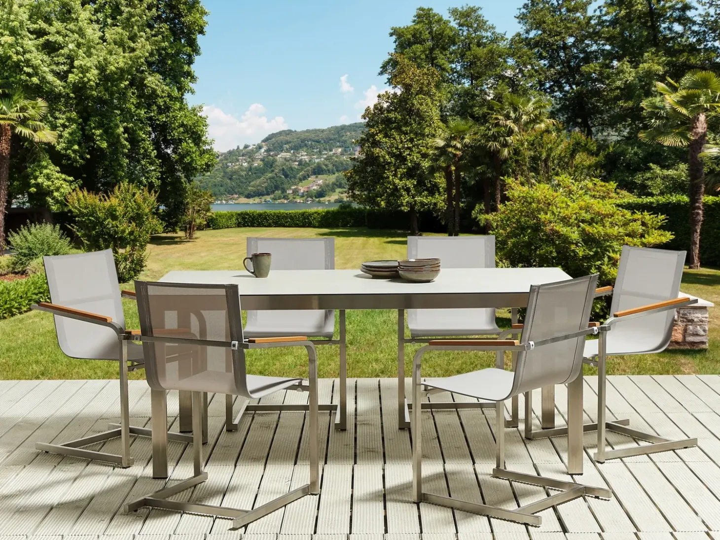 Havebord COSOLETO 180 cm 90 cm Glas Hvid