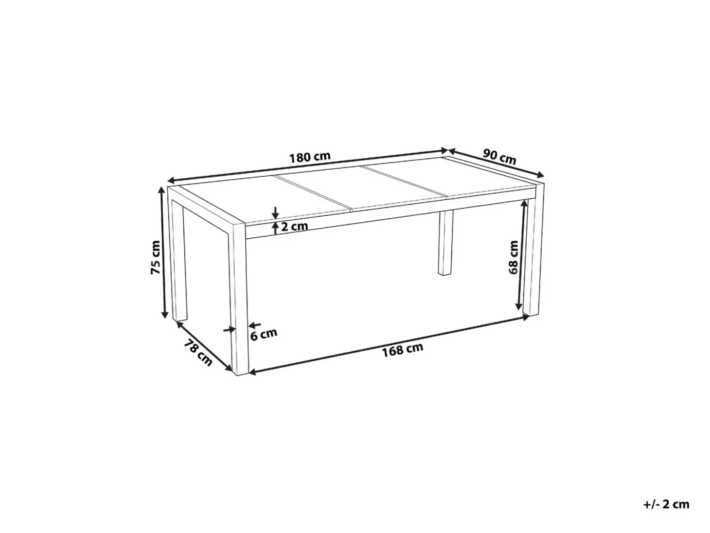 Havebord COSOLETO 180 cm 90 cm Glas Hvid