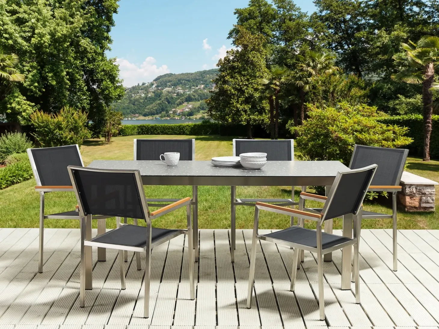 Havebord COSOLETO 180 cm 90 cm Glas Sort