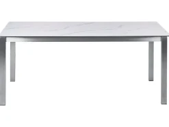 Havebord COSOLETO 180 cm 90 cm Marmor effekt Glas Hvid