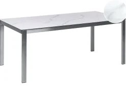 Havebord COSOLETO 180 cm 90 cm Marmor effekt Glas Hvid