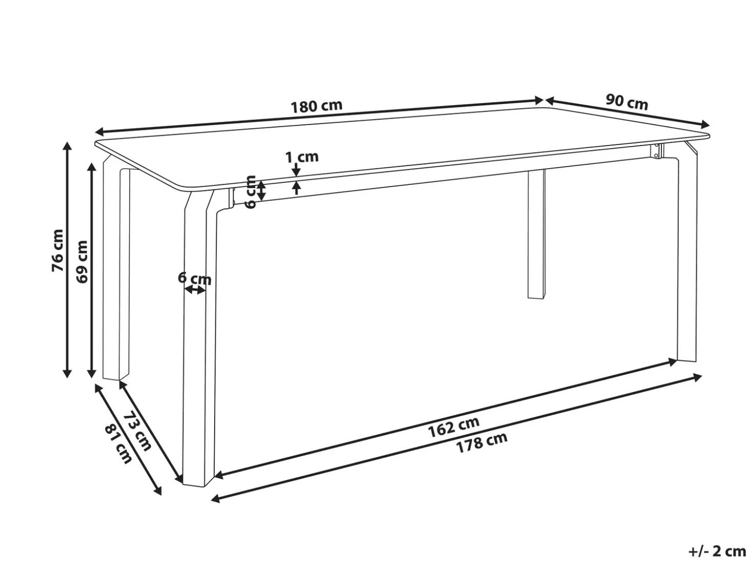Havebord FELETTO 180 cm 90 cm Sten Grå marmor