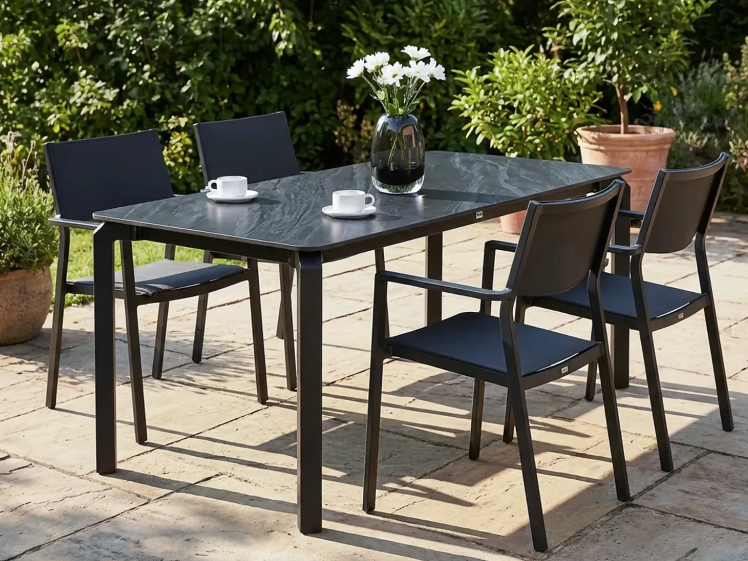Havebord FELETTO 180 cm 90 cm Sten Sort marmor