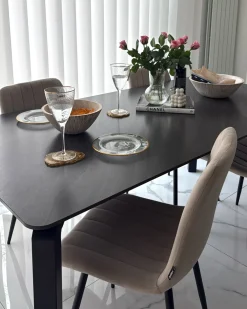 Havebord FELETTO 180 cm 90 cm Sten Sort marmor