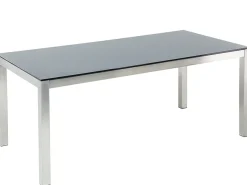Havebord GROSSETO 180 cm 90 cm Hærdet glas Sort