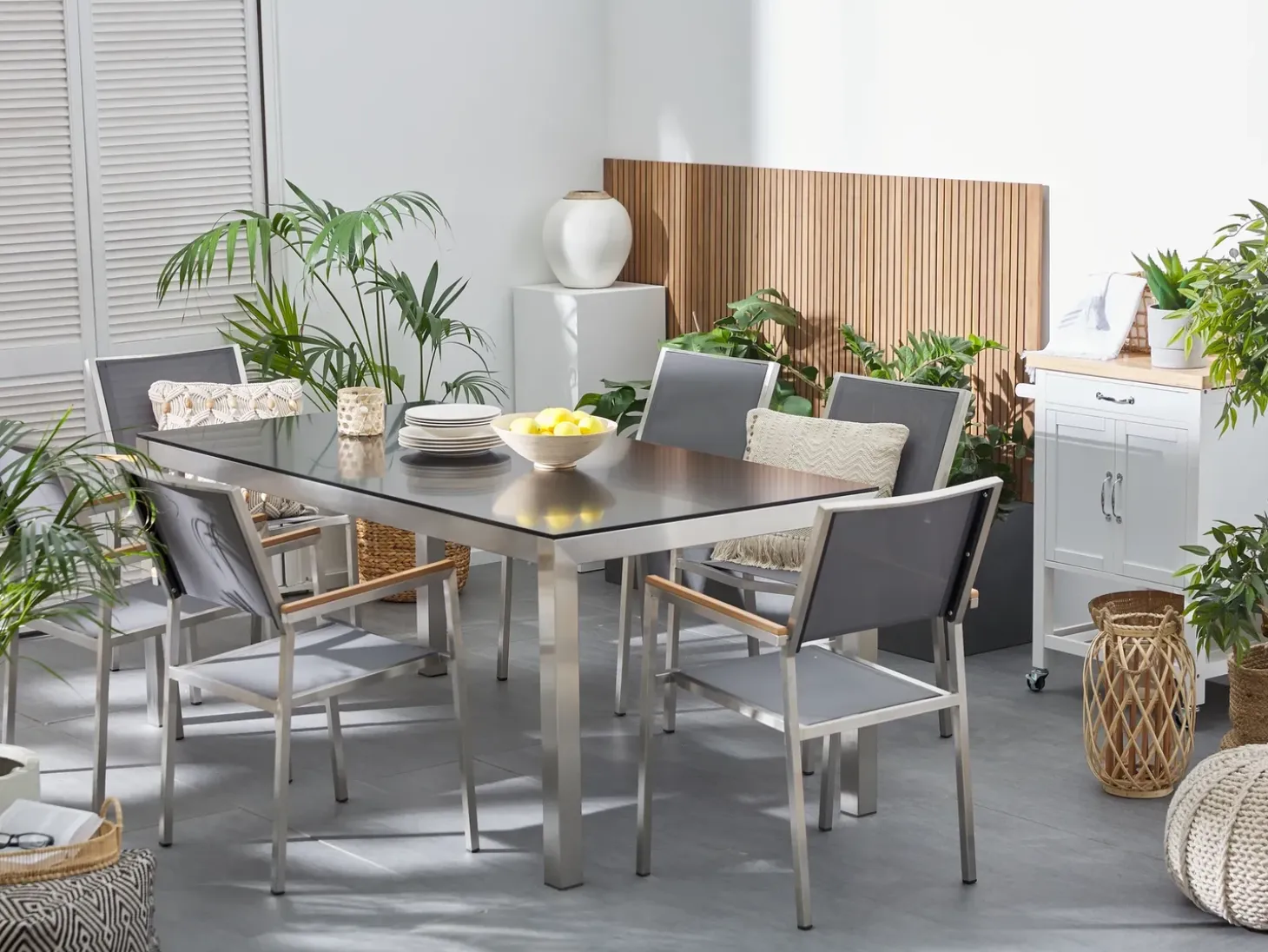 Havebord GROSSETO 180 cm 90 cm Hærdet glas Sort