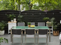 Havebord GROSSETO 220 cm 100 cm Krakeleret glas Transparent