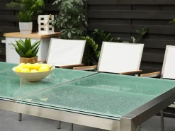 Havebord GROSSETO 220 cm 100 cm Krakeleret glas Transparent