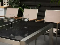 Havebord GROSSETO 220 cm 100 cm Poleret Granit Sort