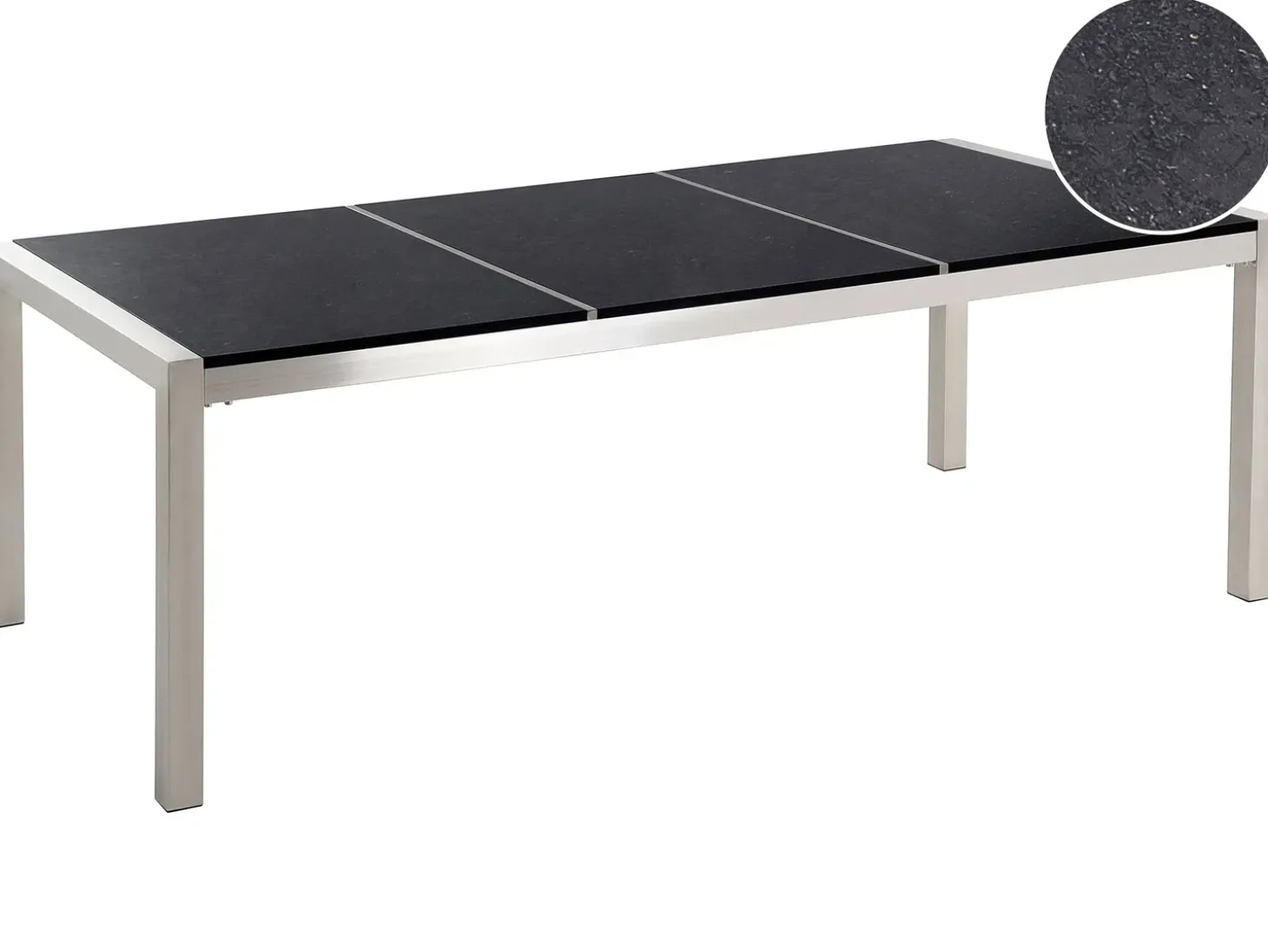 Havebord GROSSETO 220 cm 100 cm Poleret Granit Sort