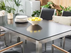 Havebord GROSSETO 180 cm 90 cm Poleret Granit Sort