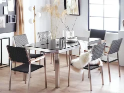 Havebord GROSSETO 180 cm 90 cm Poleret Granit Sort