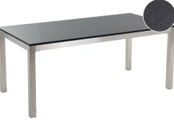 Havebord GROSSETO 180 cm 90 cm Poleret Granit Sort