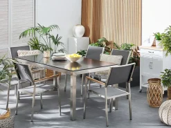 Havebord GROSSETO 180 cm 90 cm Poleret Granit Sort