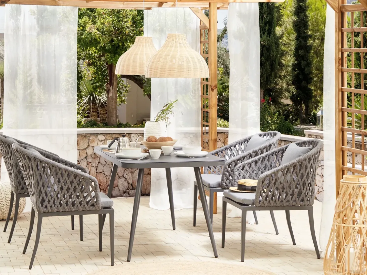 Havebord LIPARI 140 cm 80 cm Glas Grå